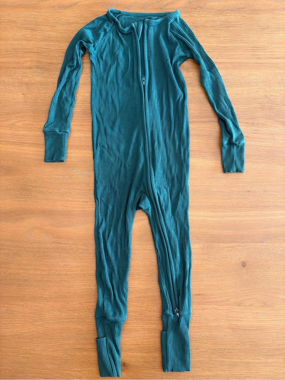 Little Sleepies Emerald Green Ribbed Zippy